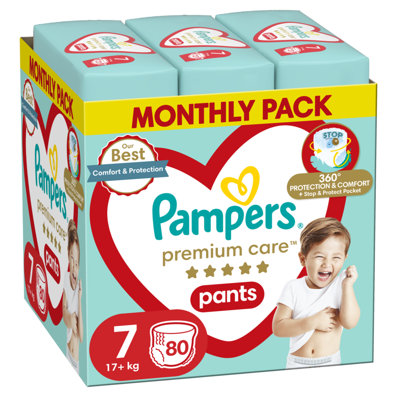 PAMPERS - MONTHLY PACK PREMIUM CARE Pants Νο7 (17+kg) - 80τεμ.
